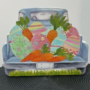 Easter Wooden Sign with Truck and Easter Eggs NWT